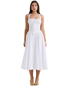 David Jones House of CB Adabella Halter Dress in White, Size M+ | David Jones (Australia & New Zealand)
