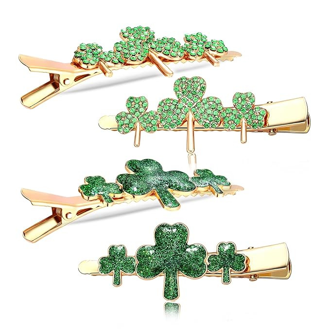 St. Patrick’s Day Hair Clips Accessories Festival Rhinestone Glitter Shamrock Hairpins for Wome... | Amazon (US)
