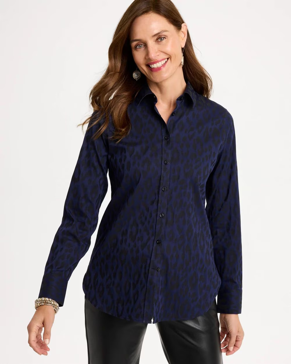 No Iron\u2122 Animal Jacquard Stretch Shirt | Chico's