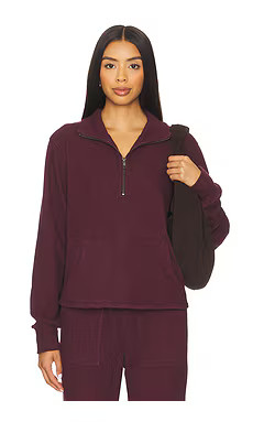 Bobi Half Zip Funnel Neck Sweatshirt in Port from Revolve.com | Revolve Clothing (Global)