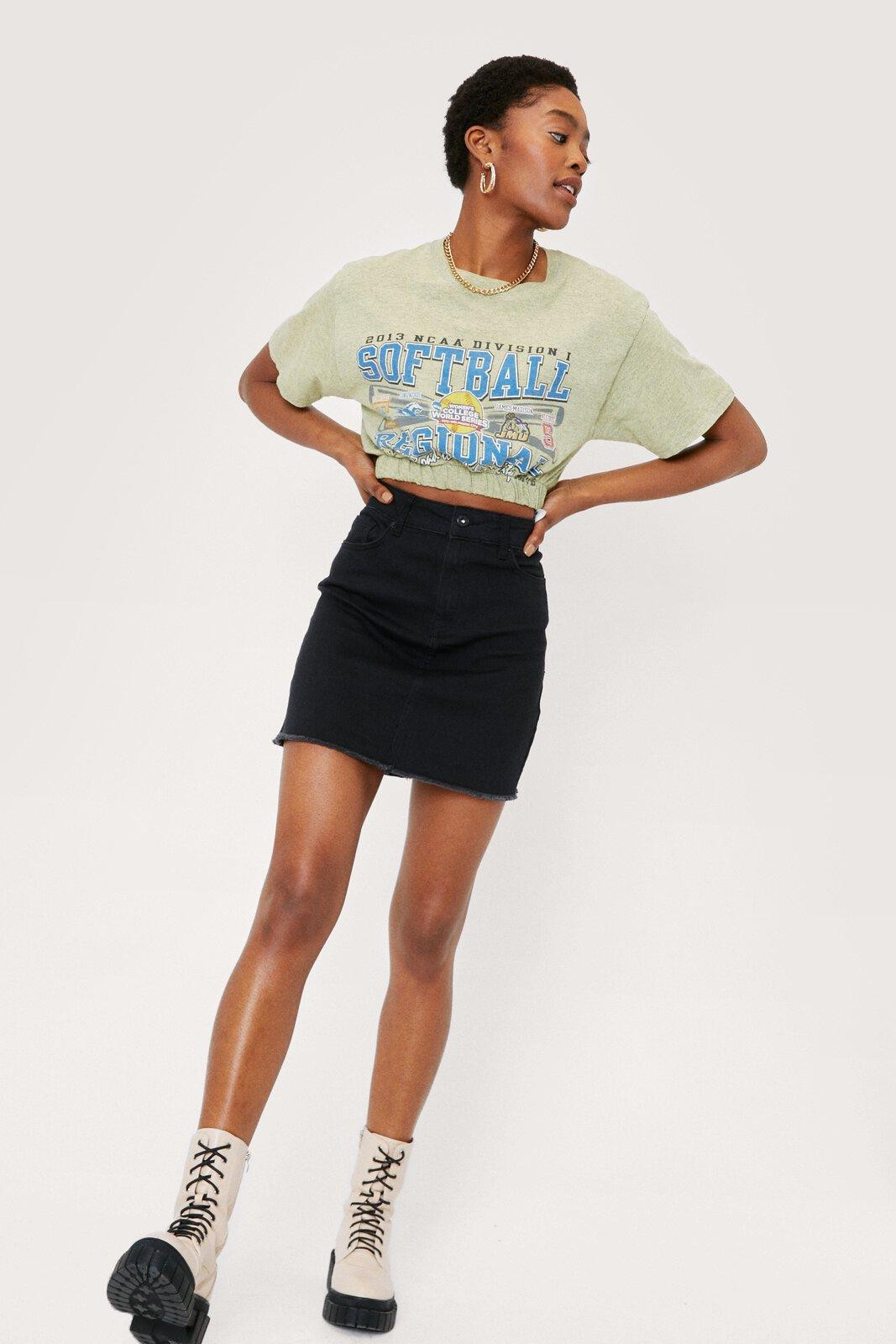 Raw Hem Denim Mini Skirt | Nasty Gal (US)