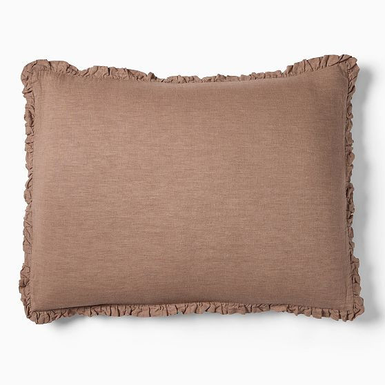 European Flax Linen Ruffle, King Sham, Mulberry | West Elm (US)