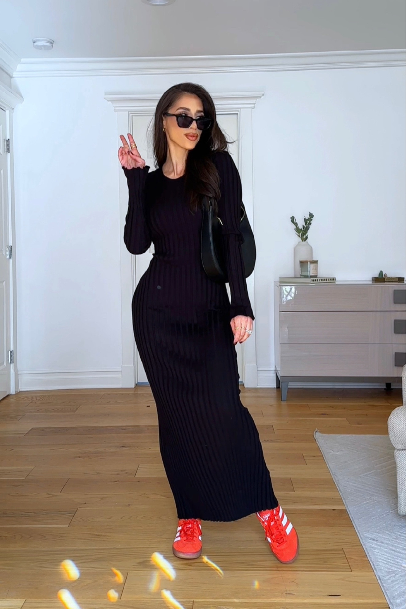 Ribbed knit maxi sweater dress #amazonfashion #amazon #sweaterdress #adidas 