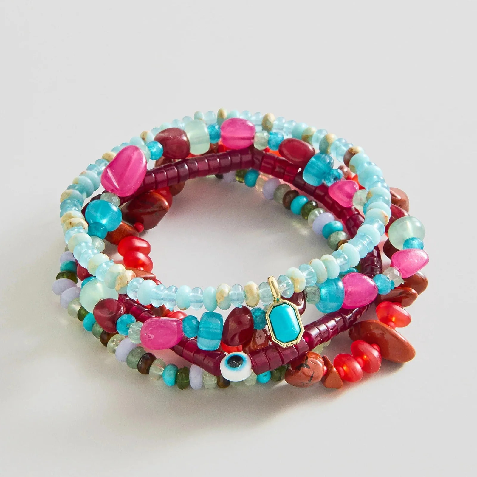 Darcy Semi-Precious Beaded Bracelet Set - Red | BaubleBar