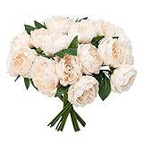Softflame Artificial/Fake/Faux Flowers - Peony Bundle White Color, Pack of 5, Totally 25 Heads, for  | Amazon (US)