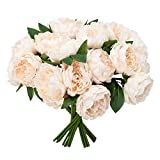 Softflame Artificial / Fake / Faux Flowers - Peony Bundle White Color, Pack of 5, Totally 25 Heads,  | Amazon (US)