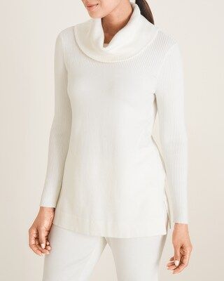 Cotton-Cashmere Blend Ribbed Cowl-Neck Top | Chico's