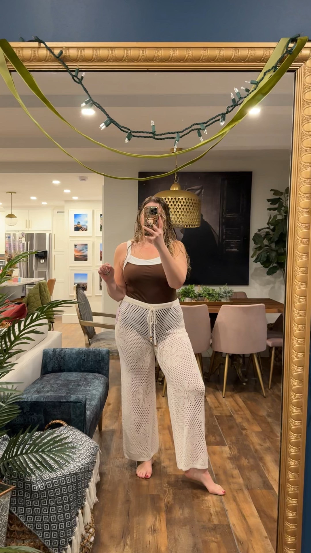 The cutest crochet swimsuit cover up pants, just wish they were a little longer. Wearing a large in both the swimsuit and pants. They are REALLY nice quality. vacation outfits beach, resort wear 

 #LTKMidsize #LTKSwim #LTKTravel