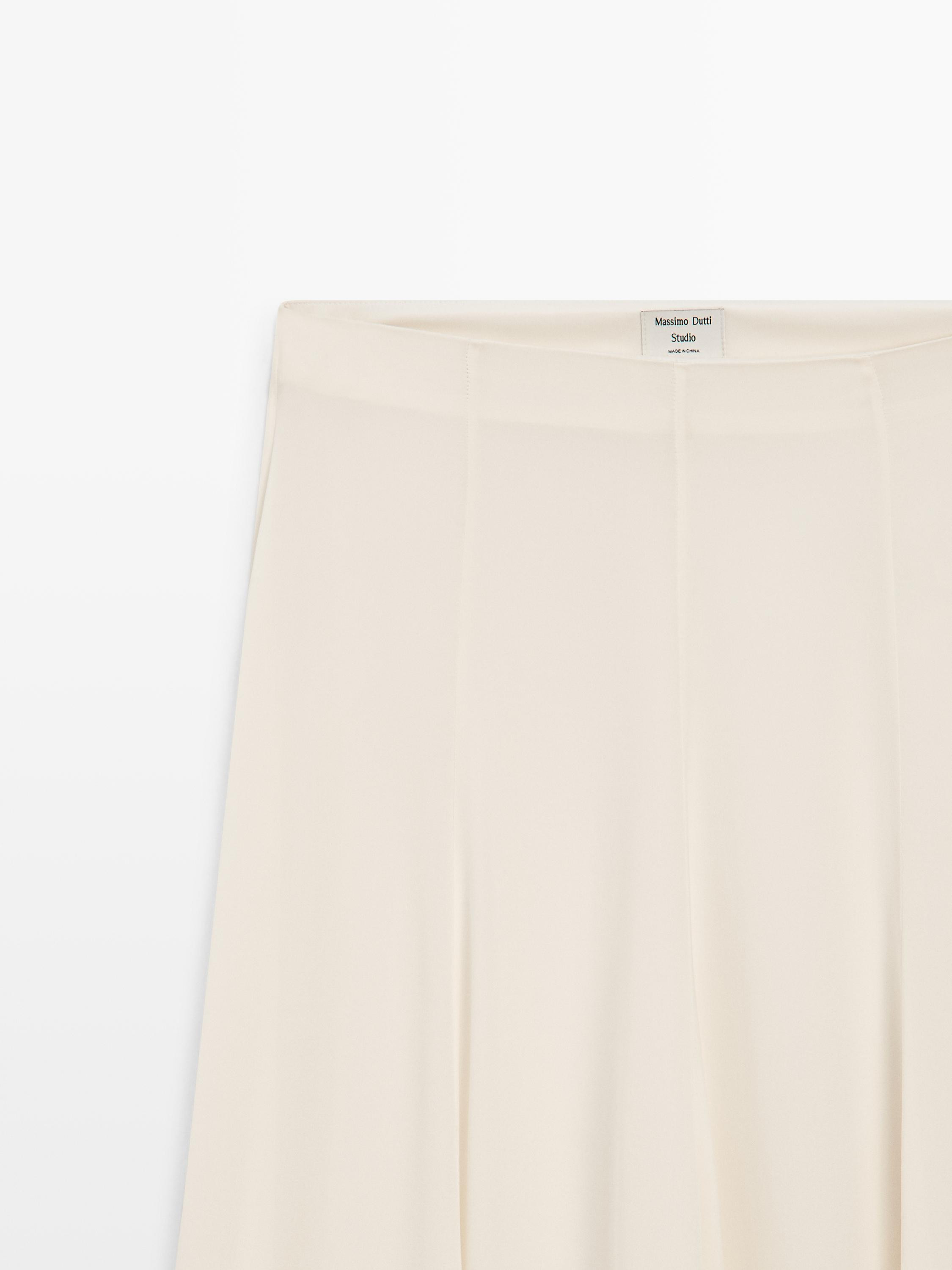 Flowing 100% silk midi skirt with seams - STUDIO | Zara US