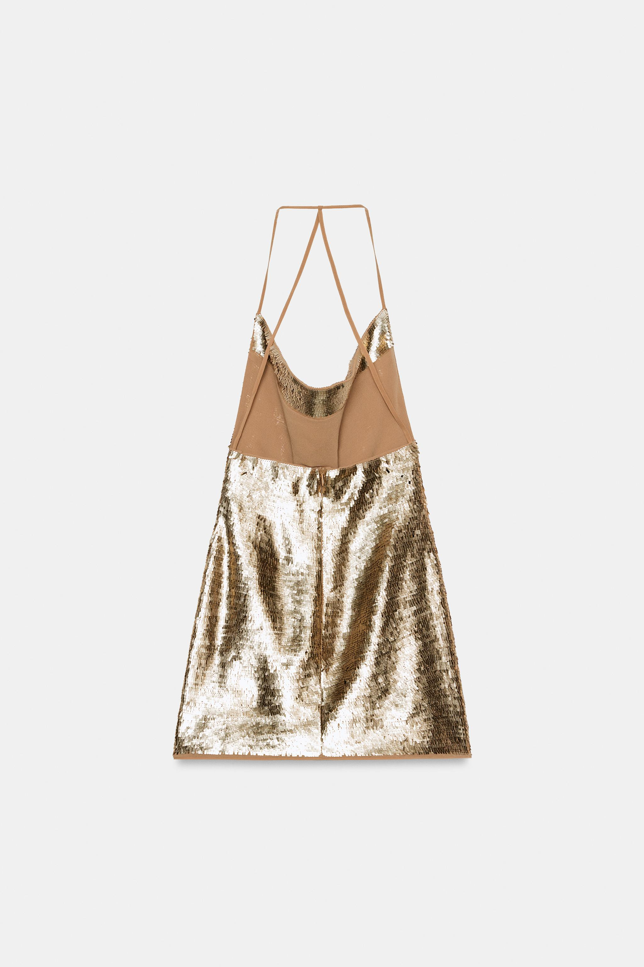 SEQUIN DRAPED HALTER MINI DRESS | Zara US