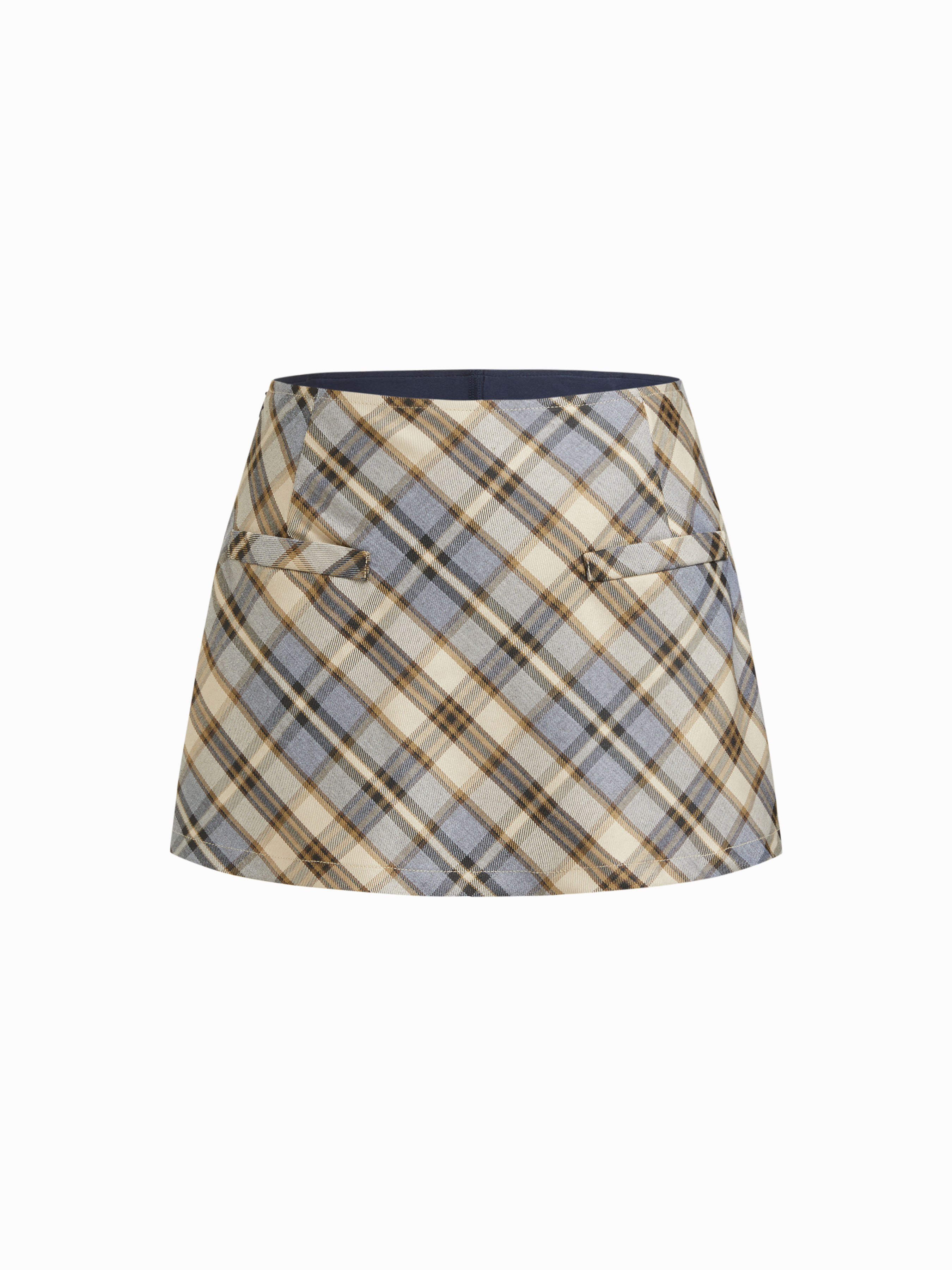 Woven Plaid Low Rise Flared Mini Skirt For School Daily Casual | Cider