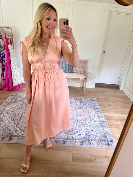 This would make a great wedding guest dress! Lots of pretty feminine details and I love the cinching on the waist. I’m wearing a med! Summer wedding guest dress, date night outfit 

#LTKWedding #LTKStyleTip #LTKMidsize