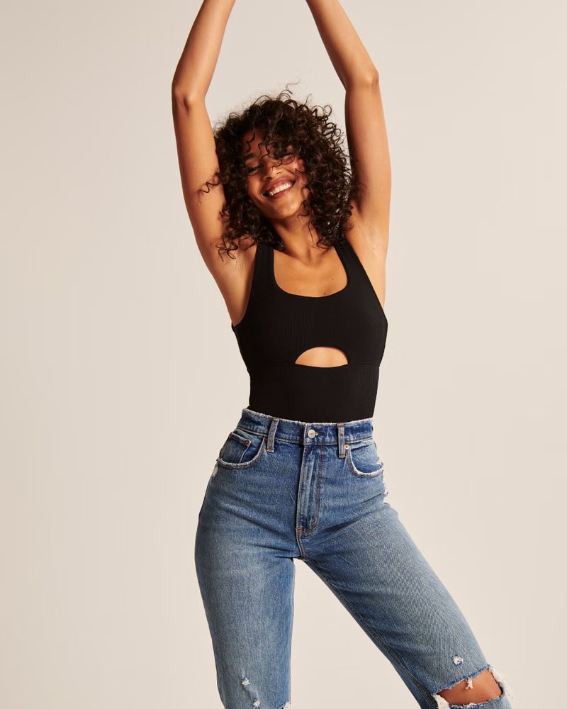 Seamless Ribbed Cutout Tank Bodysuit | Abercrombie & Fitch (US)