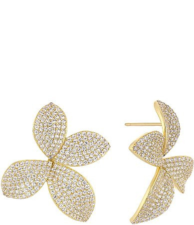 By Adina Eden Crystal Eden Pave Flower Drop Earrings - Gold | Dillard's
