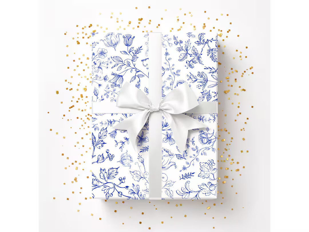 Vintage French Toile De Jouy Wrapping Paper in Blue and White Gift Wrap in 3 Size Options | Etsy (US)