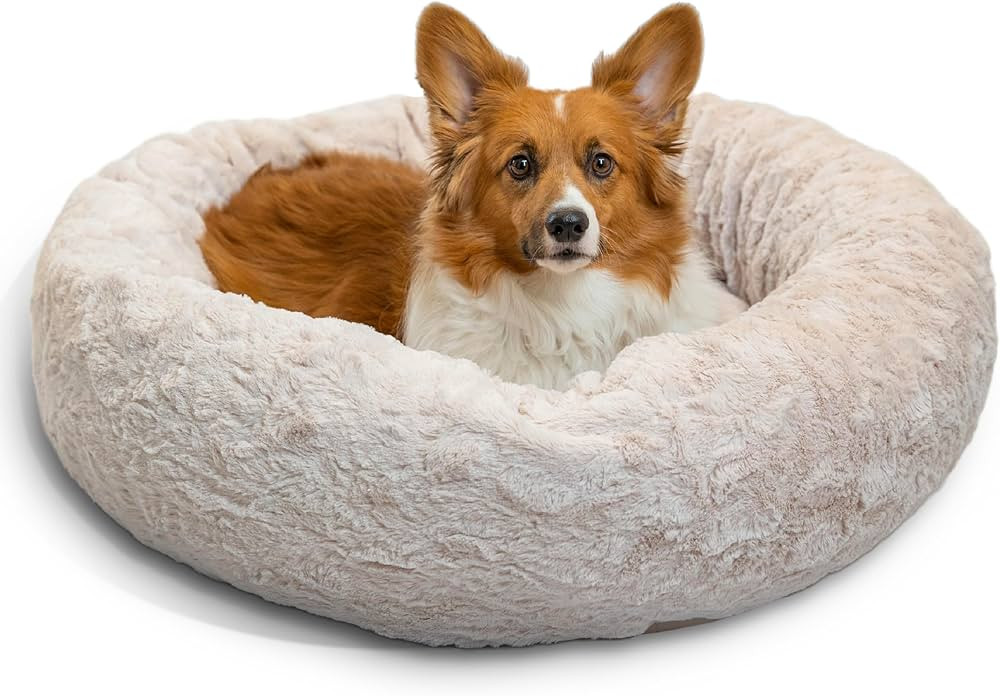 Best Friends by Sheri Original Calming Donut Dog and Cat Bed, Lux Faux Fur, Oyster, (30in x 30in)... | Amazon (US)