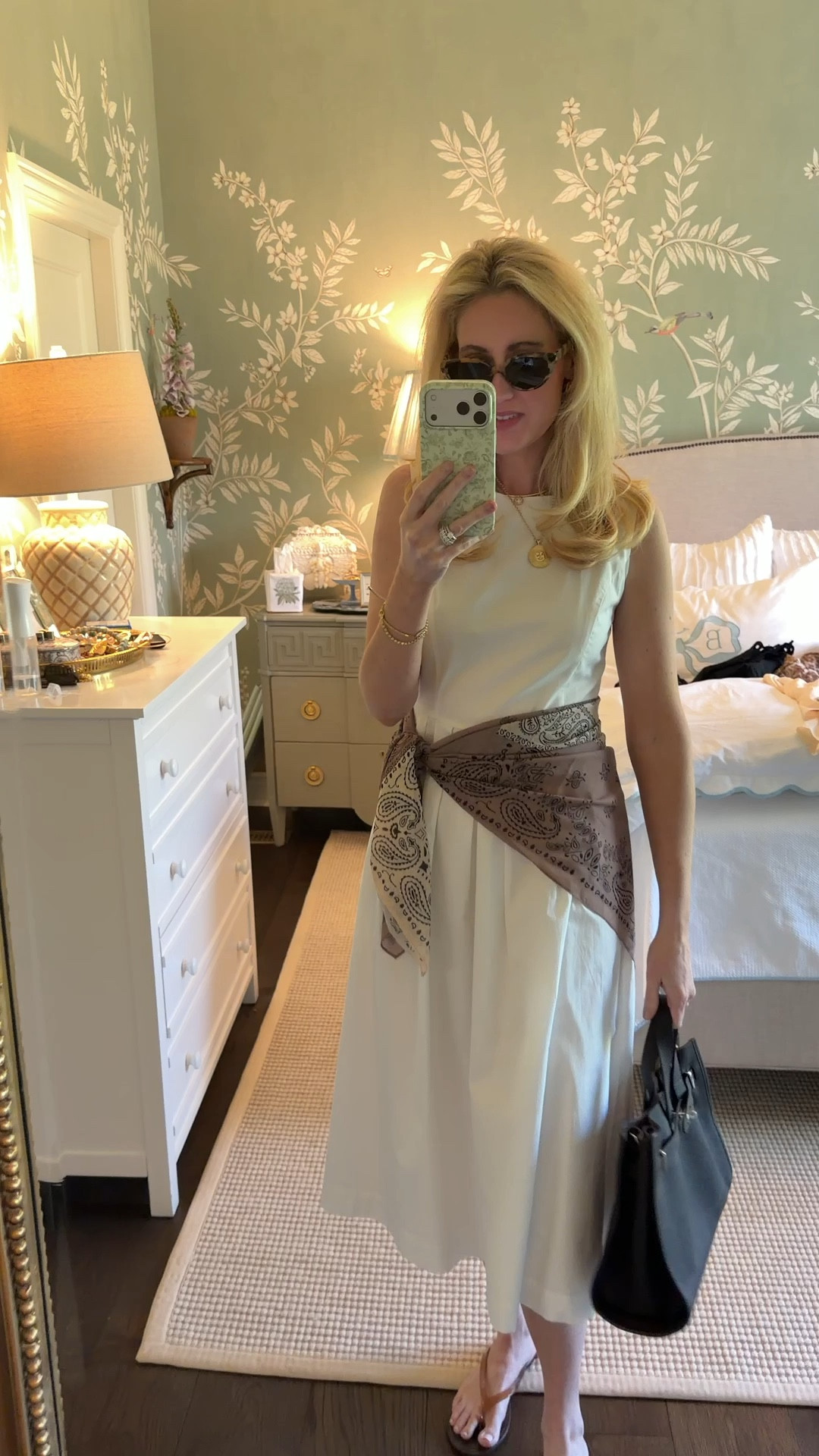 Amazon scarf on this cute white dress! 