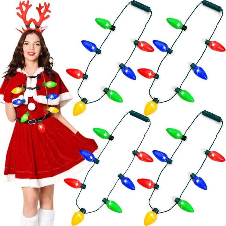 RomtiHaus Flashing Christmas Light Necklace Light Up Christmas Bulb Necklace Bulk,Lighted Holiday... | Amazon (US)