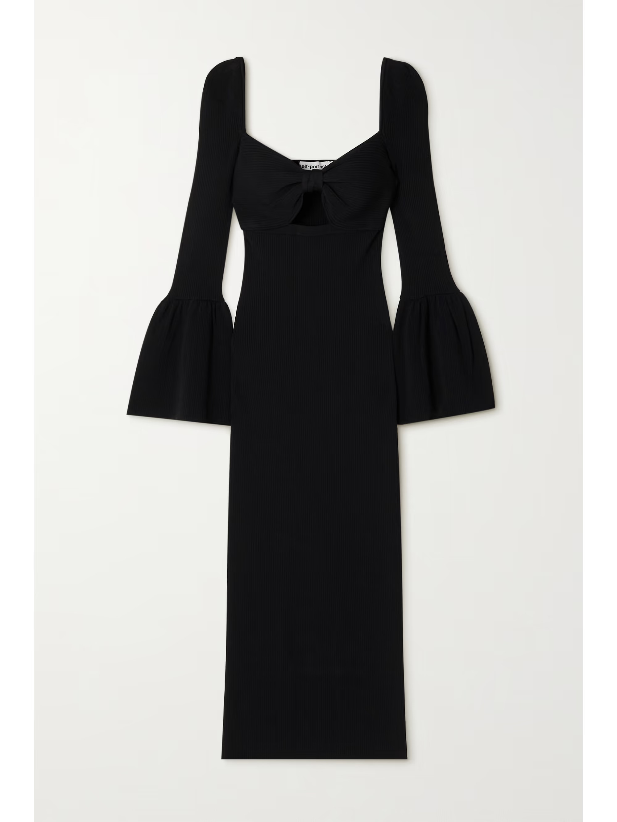 Black Cutout ribbed-knit midi dress | SELF-PORTRAIT | NET-A-PORTER | NET-A-PORTER (US)