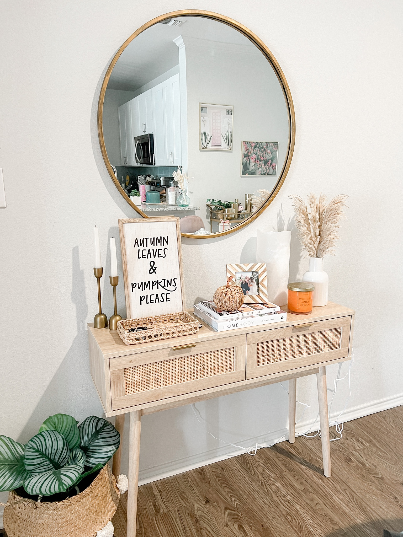 Fall entryway table, fall decor, target home, console table, cane furniture, pumpkin decor

#LTKunder100 #LTKSeasonal #LTKhome