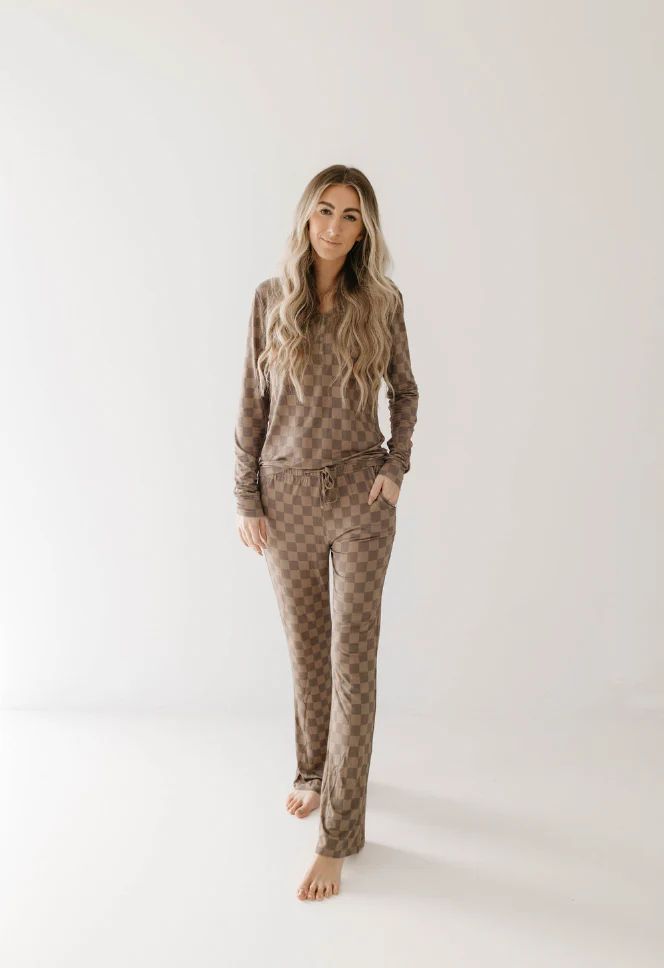 Women's Bamboo Pajamas | Faded Brown Checkerboard | Forever French