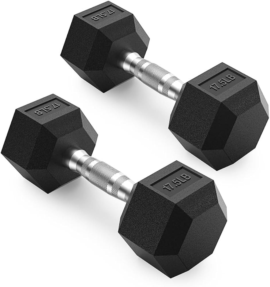 PAPABABE HEX Dumbbell Set 2.5-125lb, Rubber Encased Home Gym Dumbbells, Exercise & Fitness Weight... | Amazon (US)