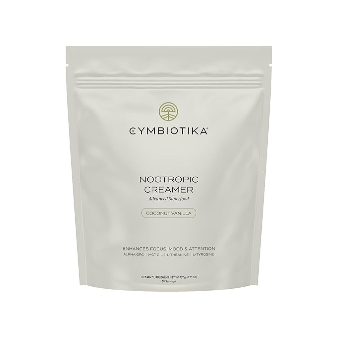 CYMBIOTIKA Nootropic Creamer – MCT Oil, Alpha GPC, L-Theanine – Keto, Vegan, Sugar-Free Coffe... | Amazon (US)
