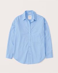 Women's Oversized Poplin Button-Up Shirt | Women's New Arrivals | Abercrombie.com | Abercrombie & Fitch (US)