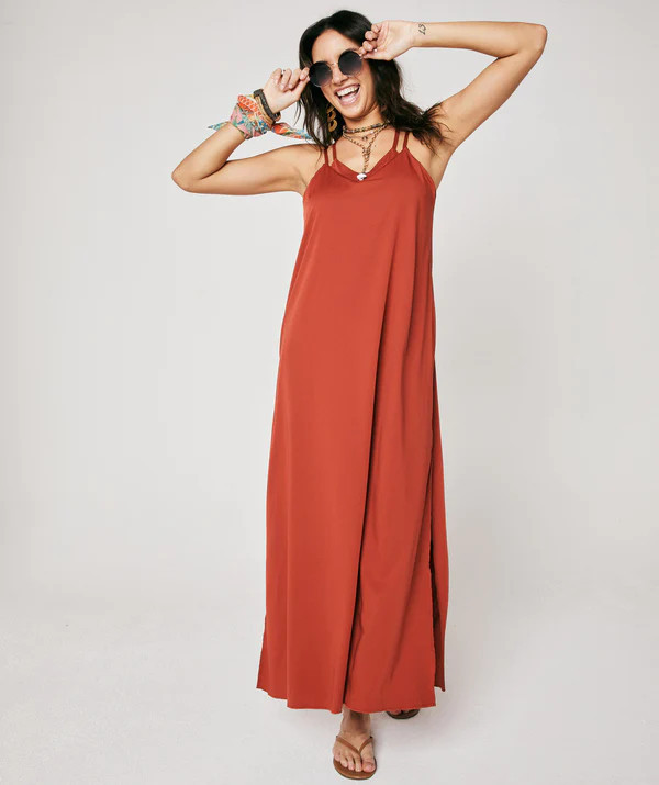 The Savannah Strappy Dress with built-in bra | Shebird
