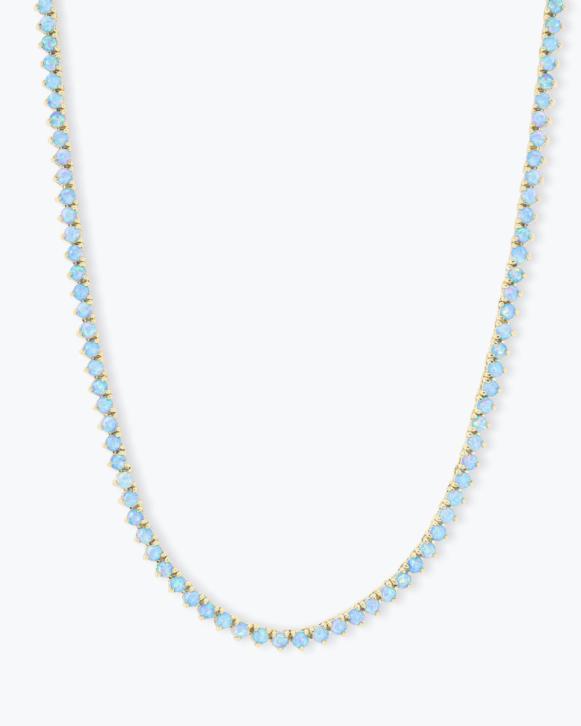 Not Your Basic Blue Opal Tennis Necklace 18" - Gold|Blue Opal | Melinda Maria