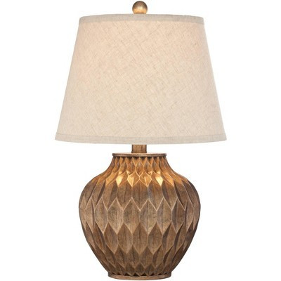 360 Lighting Buckhead Modern Accent Table Lamp 22" High Warm Bronze Brown Sculptural Geometric Drum Shade for Bedroom Living Room Bedside Nightstand | Target