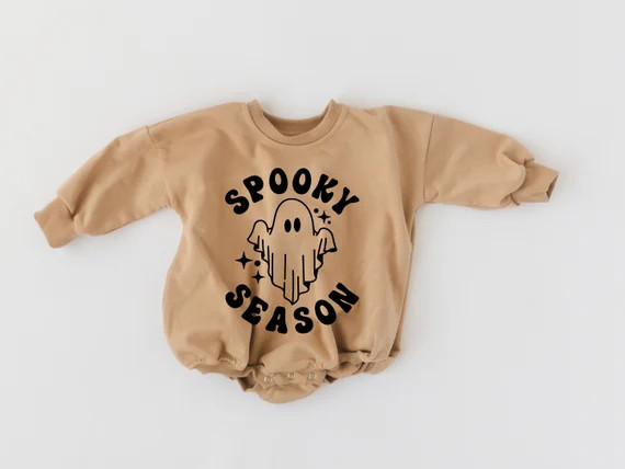 Spooky Season Oversized Sweatshirt Romper - Fall Sweatshirt Bubble Romper - Retro Graphic Bubble ... | Etsy (US)