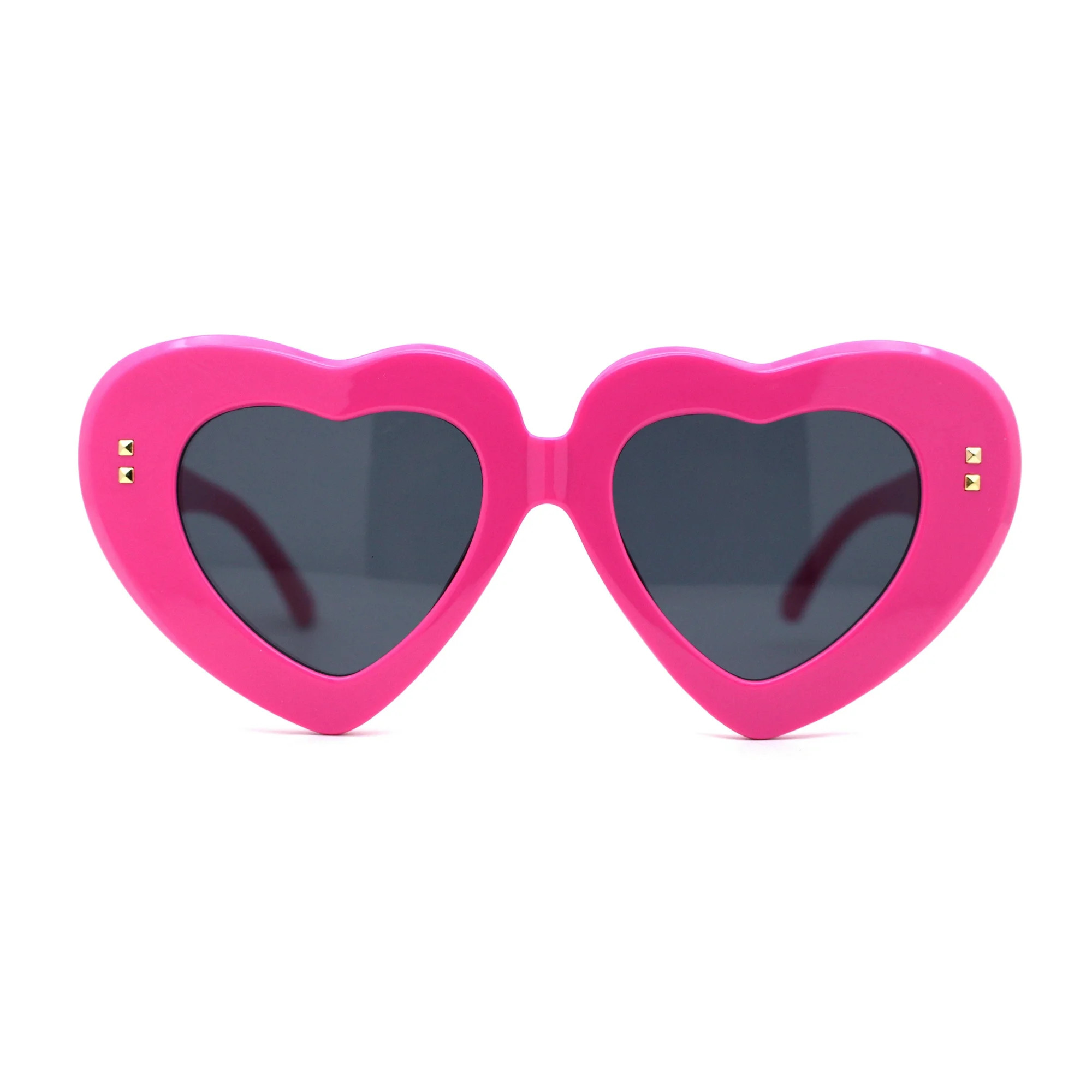 Womens Oversize Thick Heart Shape Funky Retro Sunglasses Pink Black - Walmart.com | Walmart (US)