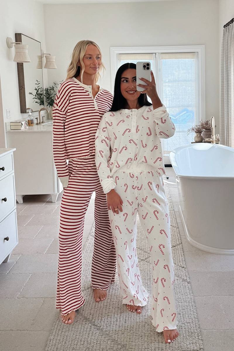 CANDY CANE WAFFLE SLEEP SET | Beach Riot