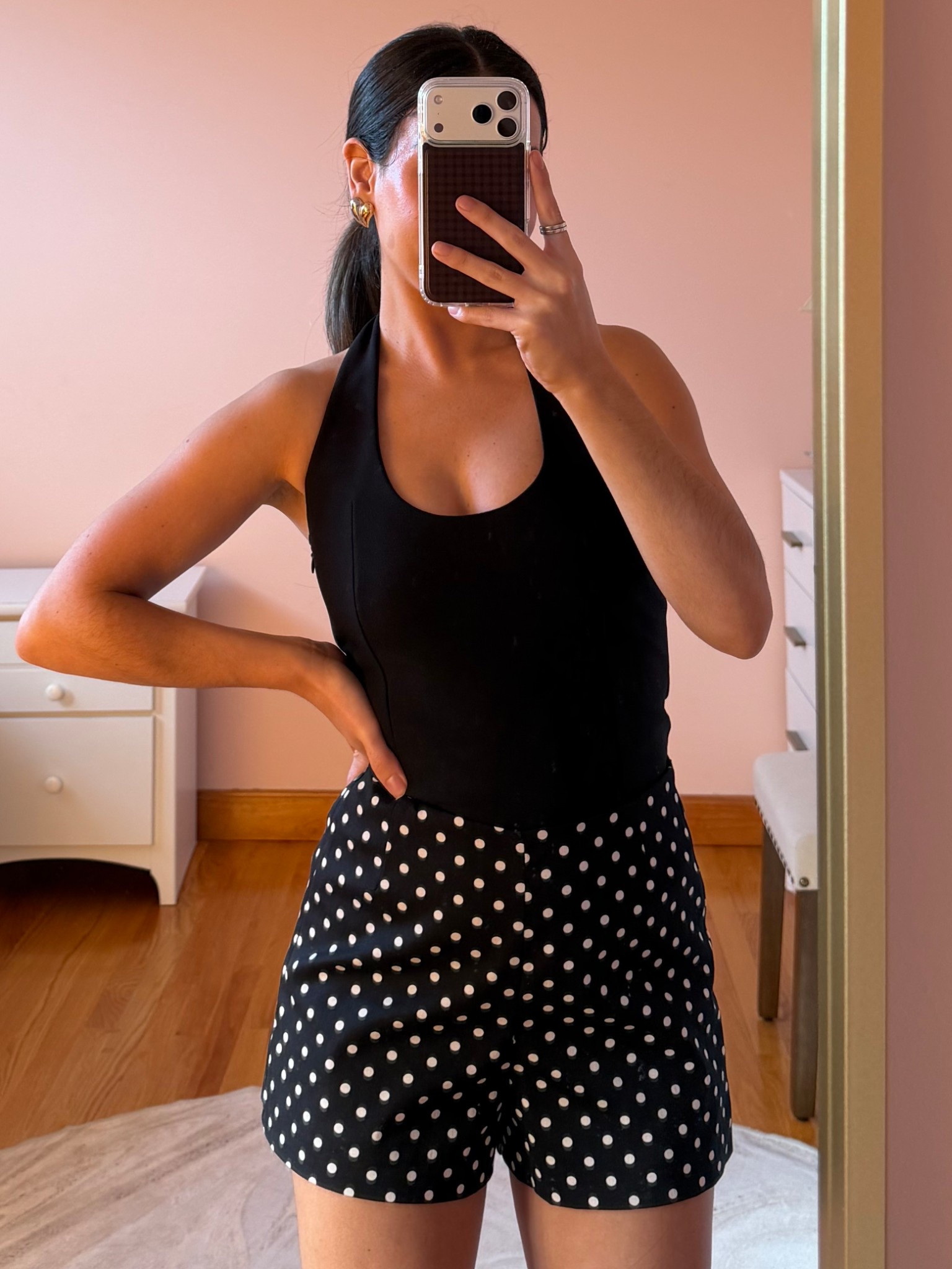 Size small in halter top and polka dot shorts! 

Spring outfits 2026 

#LTKPetite #LTKootd