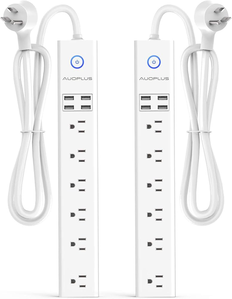2 Pack Power Strip Surge Protector Flat Plug - 6 Widely Spaced Outlets 4 USB Charging Ports, 2100... | Amazon (US)