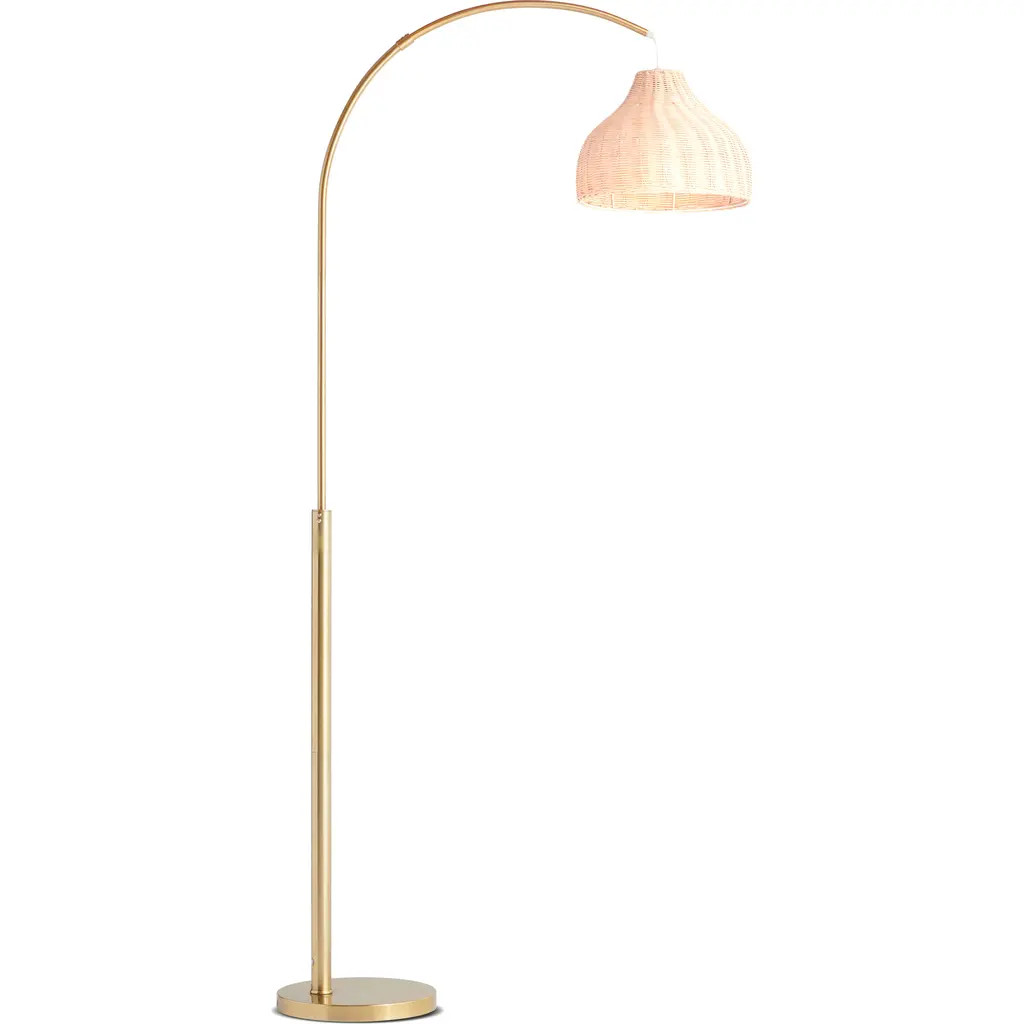 Brightech Lark 75" Boho Wicker LED Floor Lamp with Rattan Empire Shade, Bulb Included in Brass at Nordstrom | Nordstrom