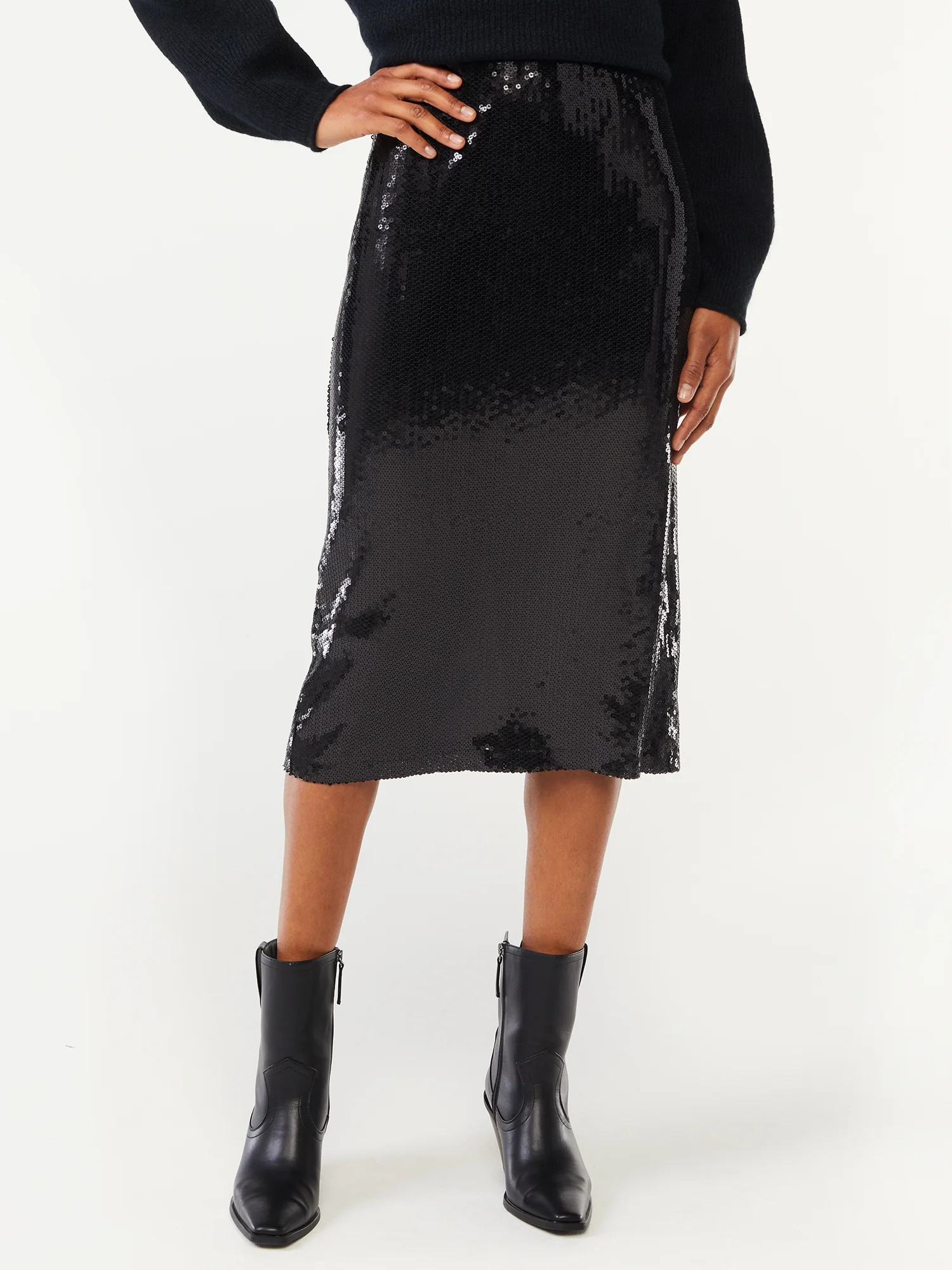Scoop Women's Sequin Midi Pencil Skirt - Walmart.com | Walmart (US)