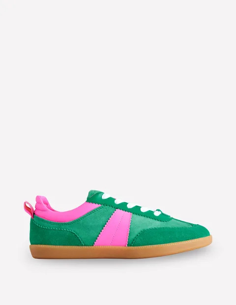 Erin Retro Tennis Trainers - Green Colourblock | Boden US | Boden (US)