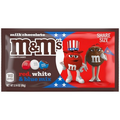 M&M'S Milk Chocolate Red White Blue Mix Chocolate Candies - 3.14oz | Target