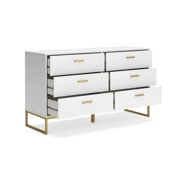 Signature Design by Ashley Socalle 6 Drawer Dresser, White/Gold | Walmart (US)