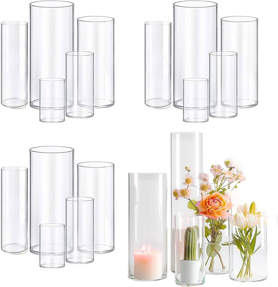 15pcs Cylinder Vases for Centerpieces Small Flower Glass Vases Clear Vase Home Decor Centerpiece ... | Amazon (US)