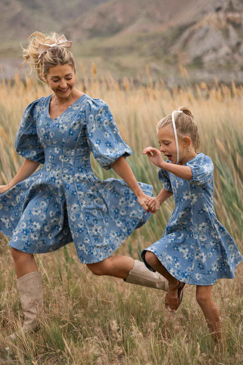 Leah Dress in Floral Denim | Ivy City Co