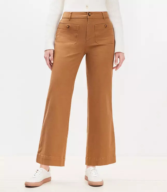 Curvy Palmer Wide Leg Crop Pants in Twill | LOFT