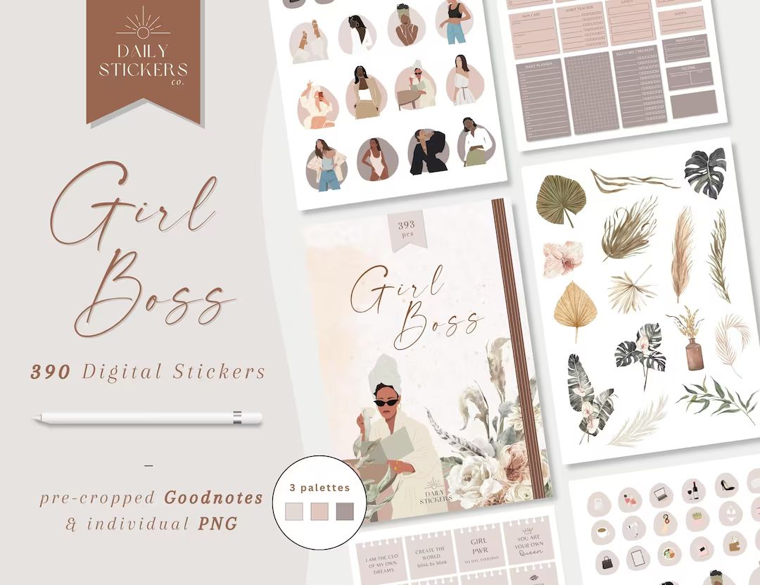 Girl Boss Goodnotes Digital Stickers for Everyday Use, Everyday Stickers, Modern Stickers, Pre-cr... | Etsy (US)
