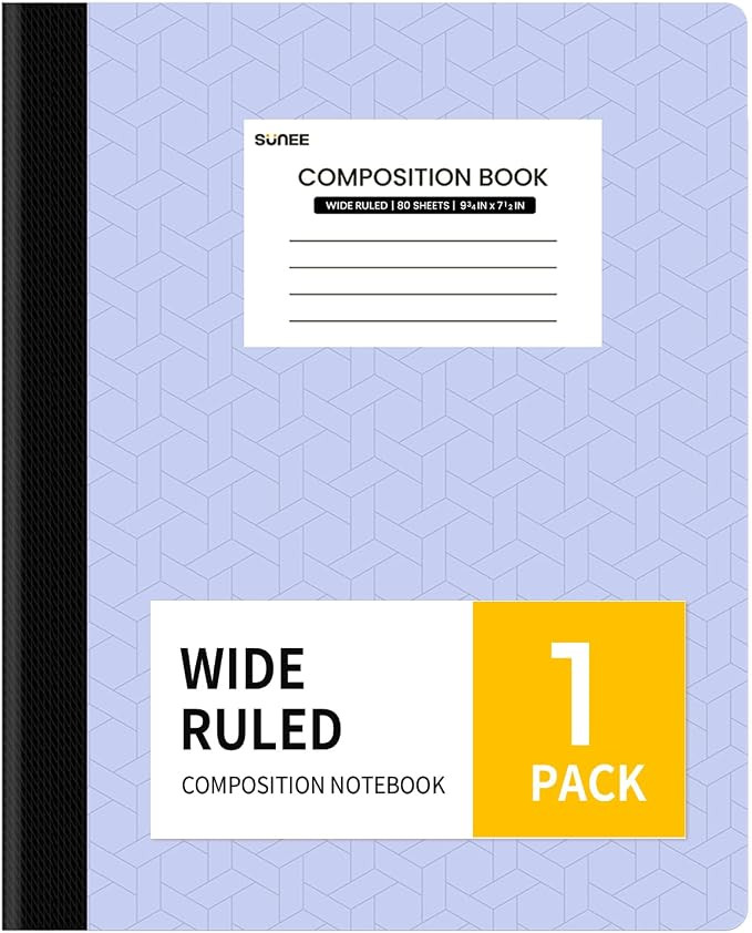SUNEE Composition Notebook, Wide Ruled Paper, Home School Supplies for College Students & K-12, 9... | Amazon (US)