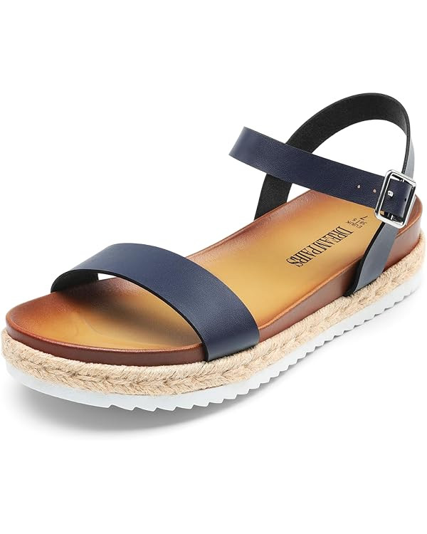 DREAM PAIRS Women’s Open Toe Ankle Strap Espadrille Casual Flatform Platform Wedge Sandals | Amazon (US)