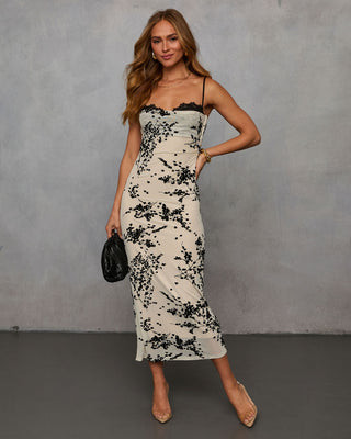 Ellie Floral Midi Dress Dark Olive/Black / XL | VICI