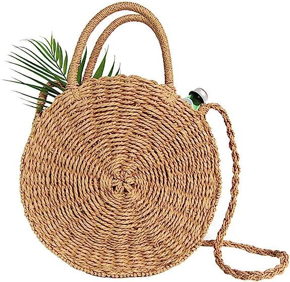 Straw Crossbody Bag Women Weave Shoulder Bag Round Summer Beach Purse and Handbags | Amazon (US)