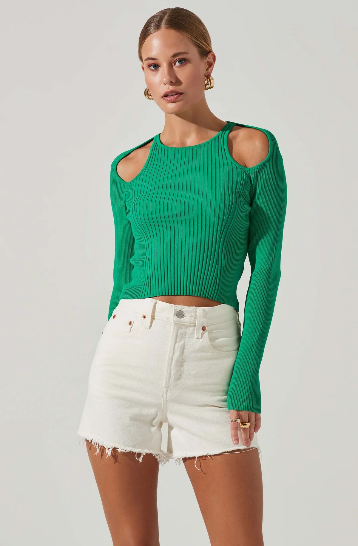 Eris Ribbed Shoulder Cutout Sweater | ASTR The Label (US)